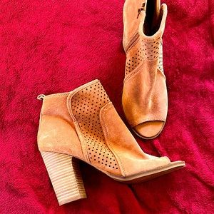 Suede Peeptoe Boots